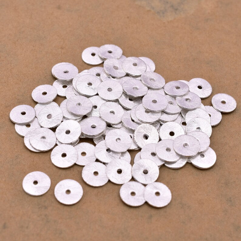 Silver Heishi Flat Disc Spacer Beads - 8mm