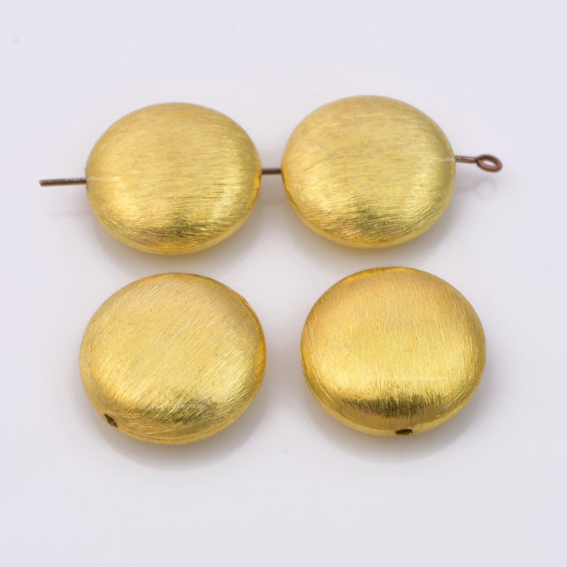 18mm Gold Plated Brushed Saucer Beads - 4pcs