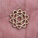 5 Chakra Charms Set, Raw Brass Sacred Geometry, Zen Charms, Spiritual Yoga Pendants, Raw Brass findings