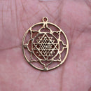 5 Chakra Charms Set, Raw Brass Sacred Geometry, Mandala Charms, Spiritual Yoga Pendants, Raw Brass findings