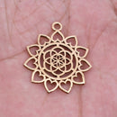 5 Chakra Charms Set, Raw Brass Sacred Geometry, Mandala Charms, Spiritual Yoga Pendants, Raw Brass findings