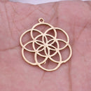 5 Chakra Charms Set, Raw Brass Sacred Geometry, Mandala Charms, Spiritual Yoga Pendants, Raw Brass findings