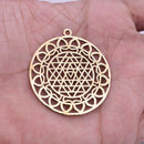 5 Chakra Charms Set, Raw Brass Sacred Geometry, Zen Charms, Spiritual Yoga Pendants, Raw Brass findings