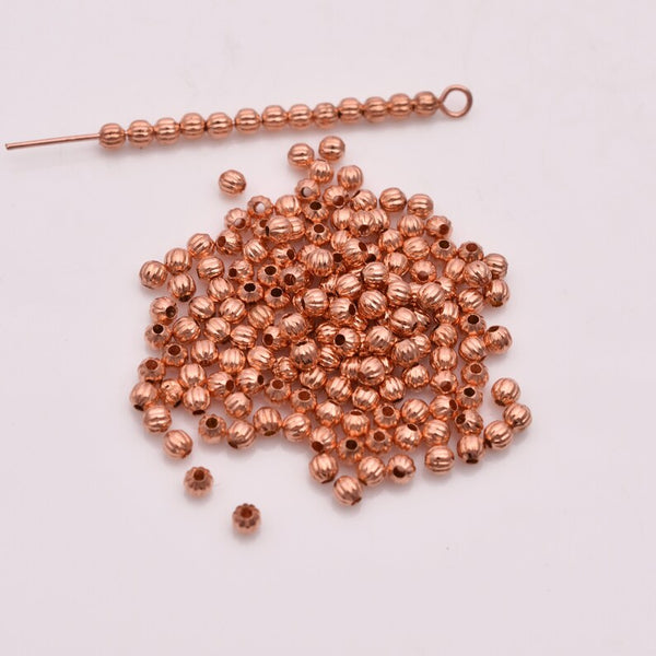Copper 3mm Corrugated Ball Spacer Beads