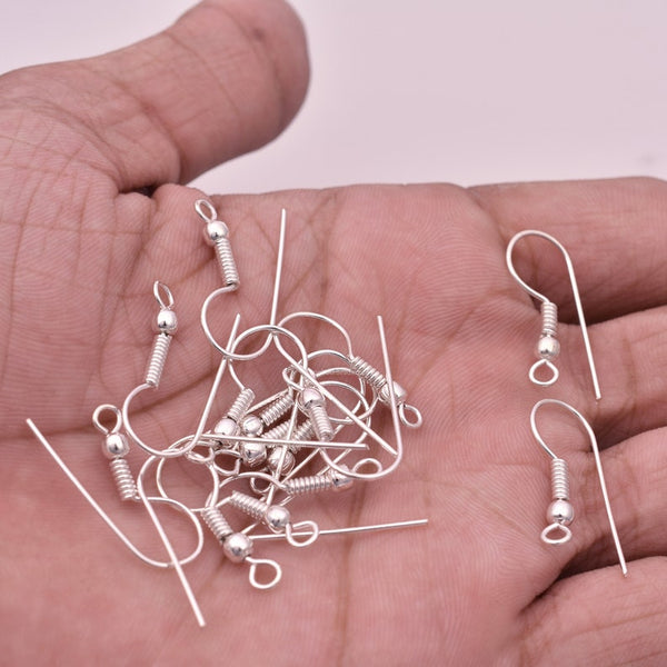 Silver Plated Ear Wires Fish Hooks - 21mm