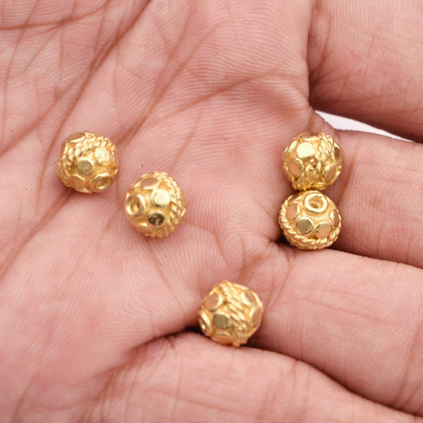 8mm Gold Plated Bali Spacer Ball Beads