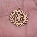 5 Chakra Charms Set, Raw Brass Sacred Geometry, Mandala Charms, Spiritual Yoga Pendants, Raw Brass findings