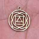 5 Chakra Charms Set, Raw Brass Sacred Geometry, Zen Charms, Spiritual Yoga Pendants, Raw Brass findings