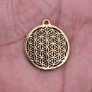 5 Chakra Charms Set, Raw Brass Sacred Geometry, Zen Charms, Spiritual Yoga Pendants, Raw Brass findings