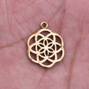 5 Chakra Charms Set, Raw Brass Sacred Geometry, Zen Charms, Spiritual Yoga Pendants, Raw Brass findings