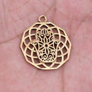 5 Chakra Charms Set, Raw Brass Sacred Geometry, Mandala Charms, Spiritual Yoga Pendants, Raw Brass findings