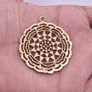 5 Chakra Charms Set, Raw Brass Sacred Geometry, Mandala Charms, Spiritual Yoga Pendants, Raw Brass findings