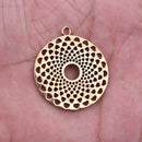 5 Chakra Charms Set, Raw Brass Sacred Geometry, Mandala Charms, Spiritual Yoga Pendants, Raw Brass findings