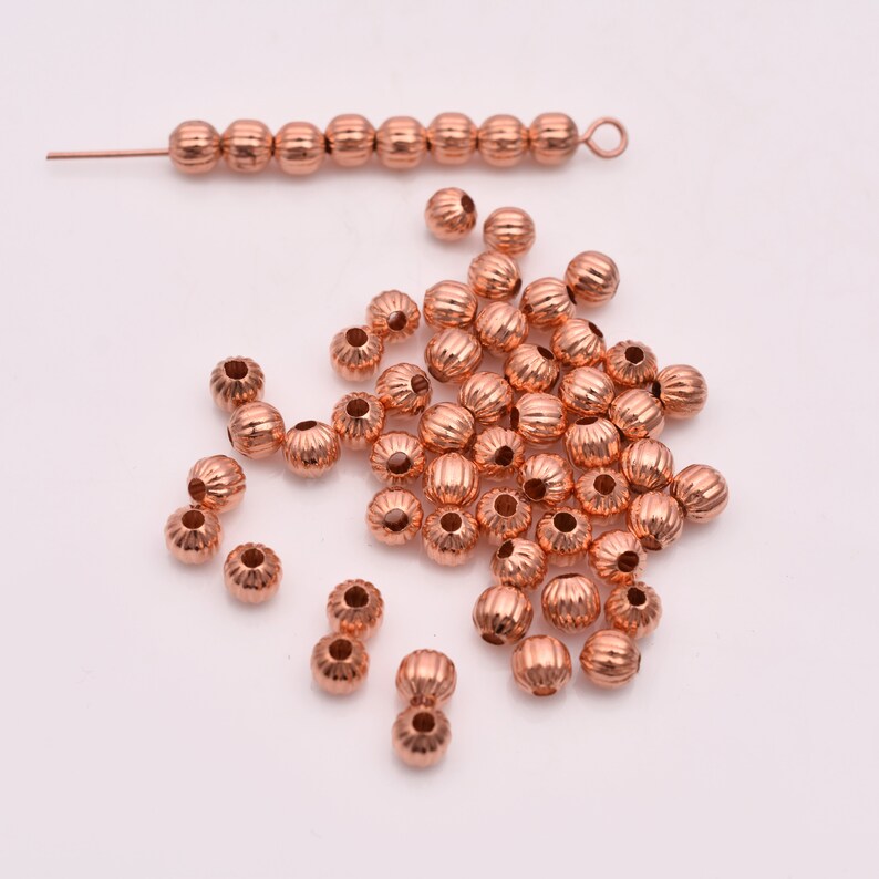 Copper 5mm Corrugated Ball Spacer Beads