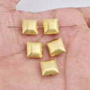 Gold Plated 12mm Square Cushion Spacer Beads