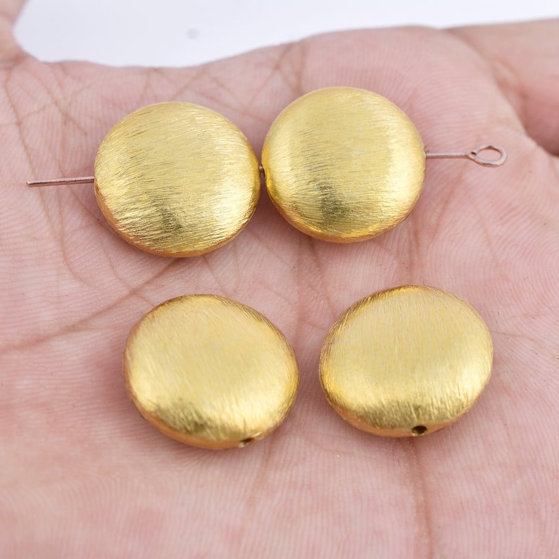 18mm Gold Plated Brushed Saucer Beads - 4pcs