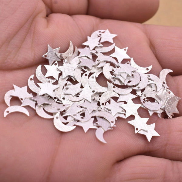 Silver Plated Star and Moon Charms