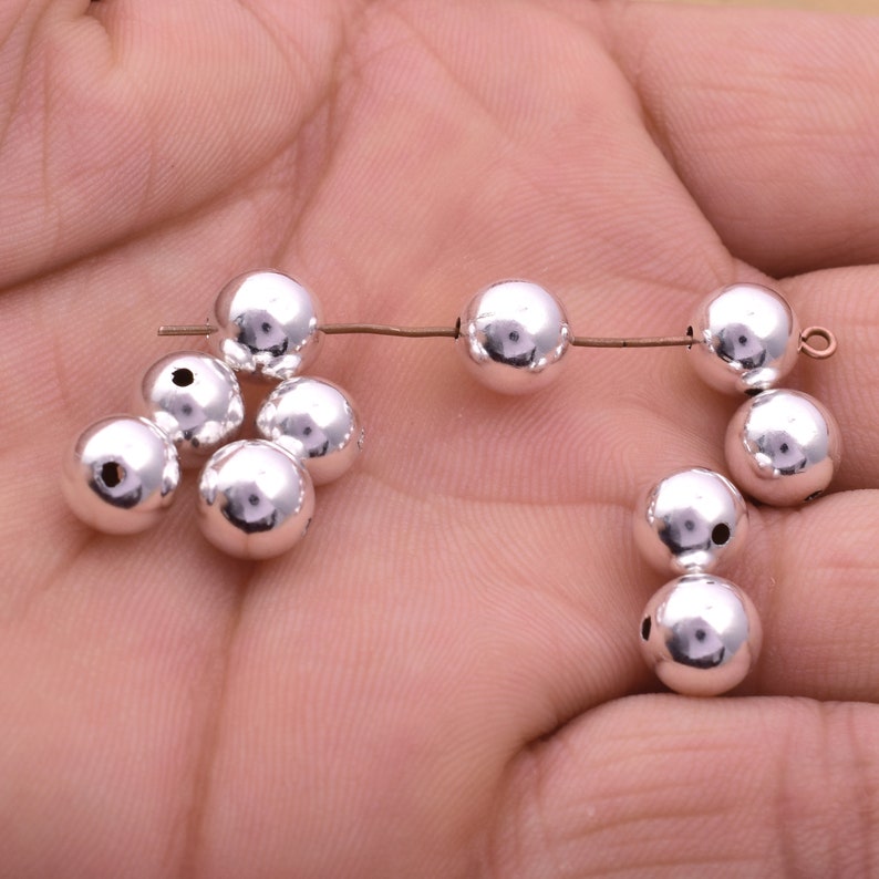 8mm Silver Plated Round Ball Spacer Beads