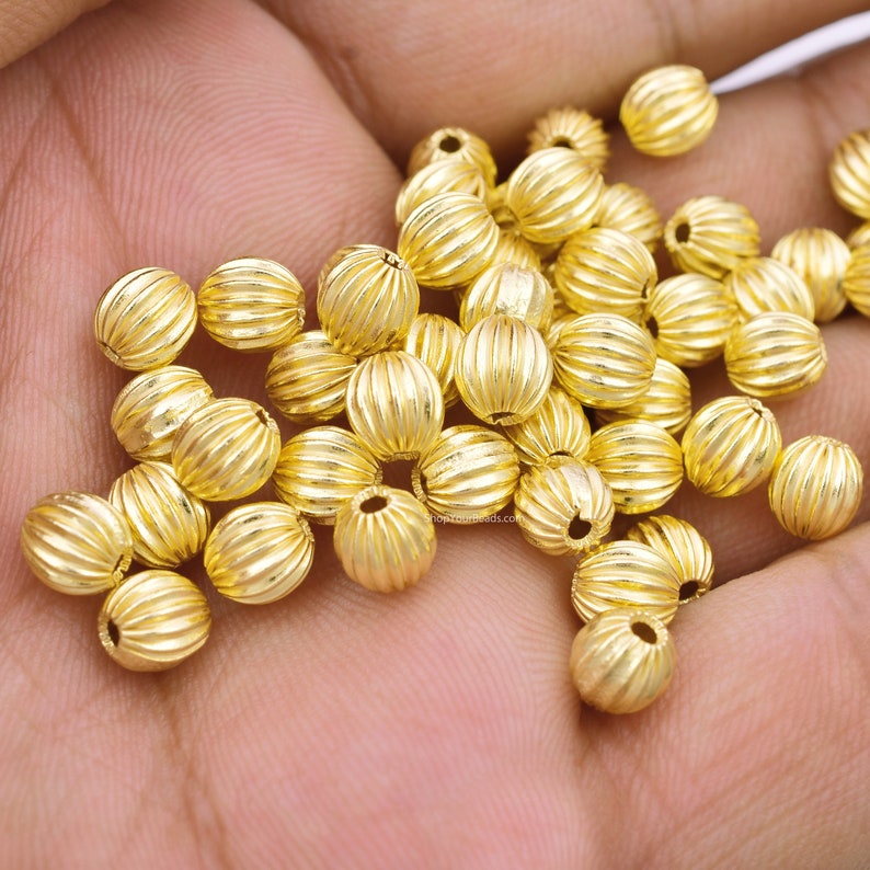 Gold Plated 6mm Corrugated Ball Spacer Beads