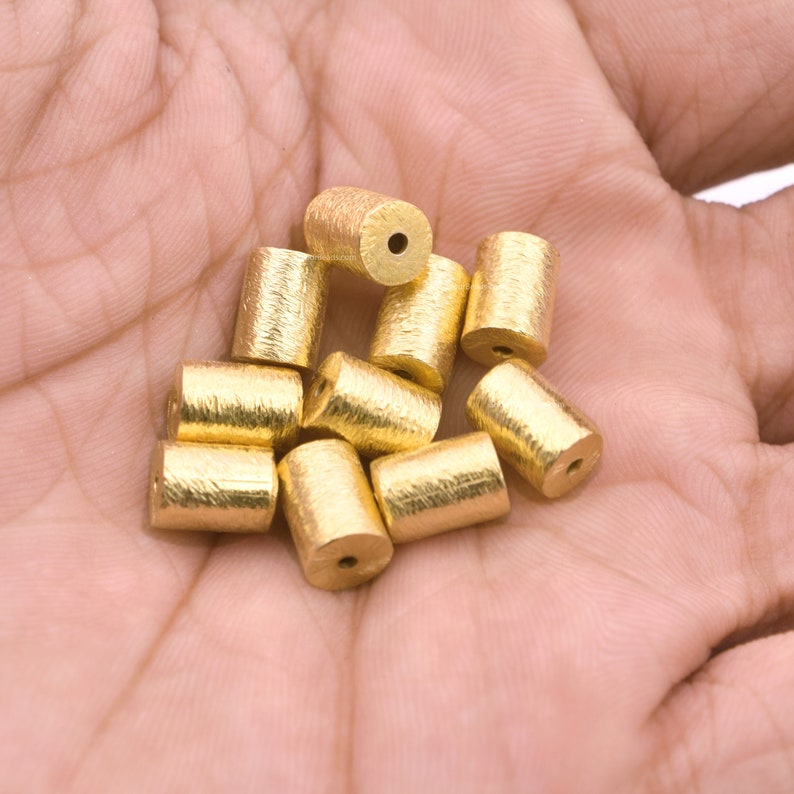 Gold Plated Cylinder Barrel Drum Beads - 8x6mm