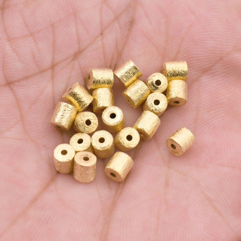 Gold Plated Cylinder Barrel Drum Beads - 4x4mm