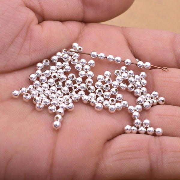 4mm Silver Plated Round Ball Spacer Beads