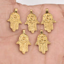 Ethnic Raw Brass Hamsa Hand Charms