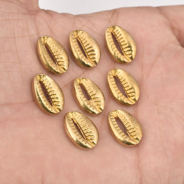 Raw Brass Shell Ethnic Tribal Charms - 17mm