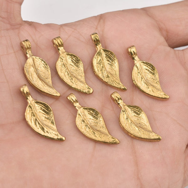 Raw Brass Leaf Nature Charms