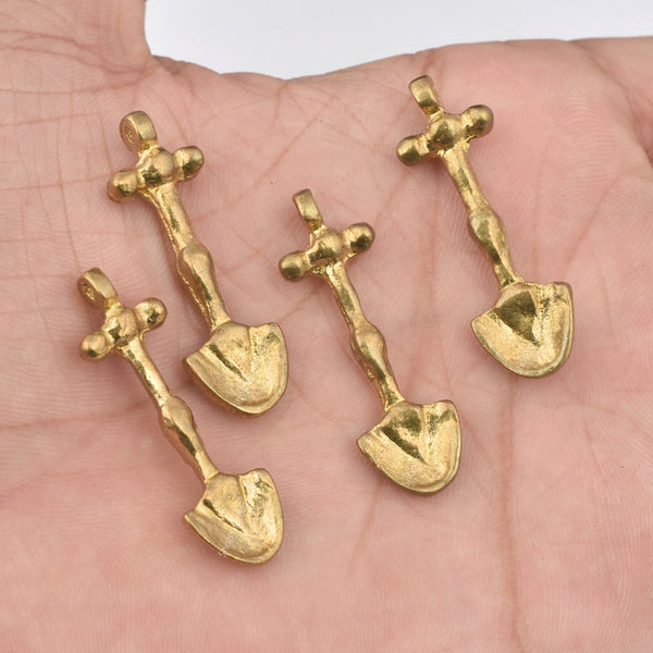 Ethnic Raw Brass Shovel Charms