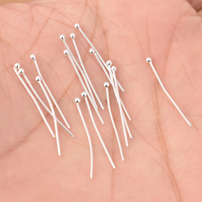 20mm Silver Plated 20 AWG Ball Head Pins