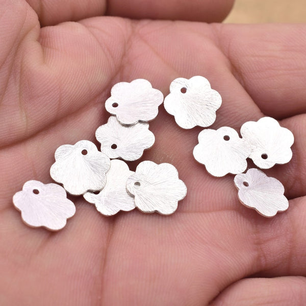 Silver Plated Flat Flower Stamping Blanks Charms