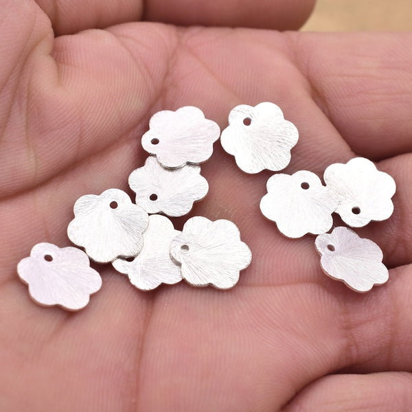 Silver Plated Flat Stamping Blank Flower Charms