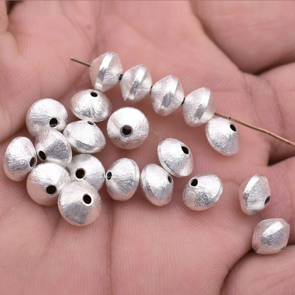 Silver Plated 8mm Bi-cone Saucer Spacer Beads