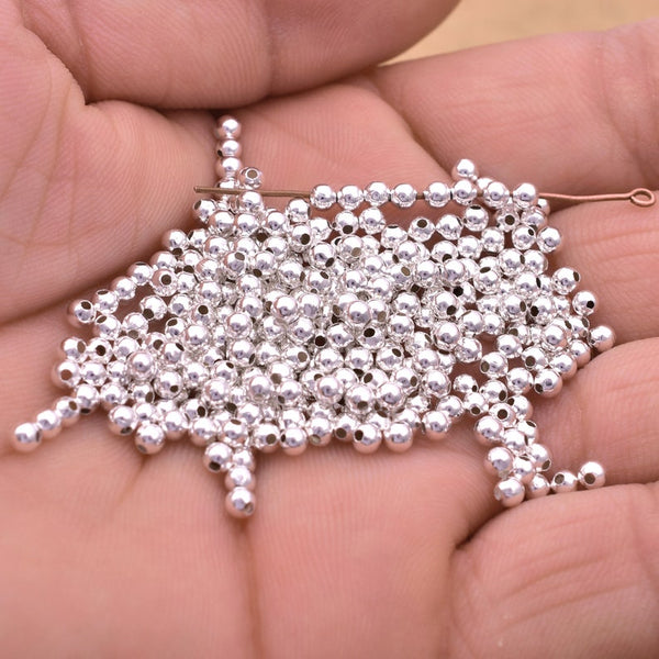 Silver Plated Round Ball Spacer Beads