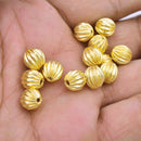 Gold Plated 8mm Corrugated Ball Spacer Beads