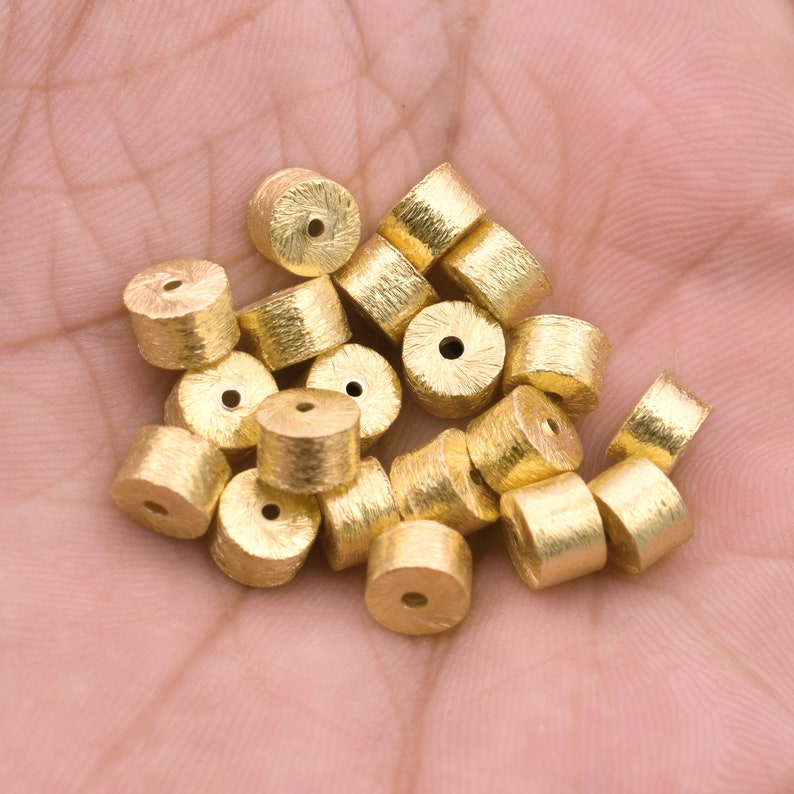 Gold Plated Cylinder Barrel Drum Beads - 6x4mm