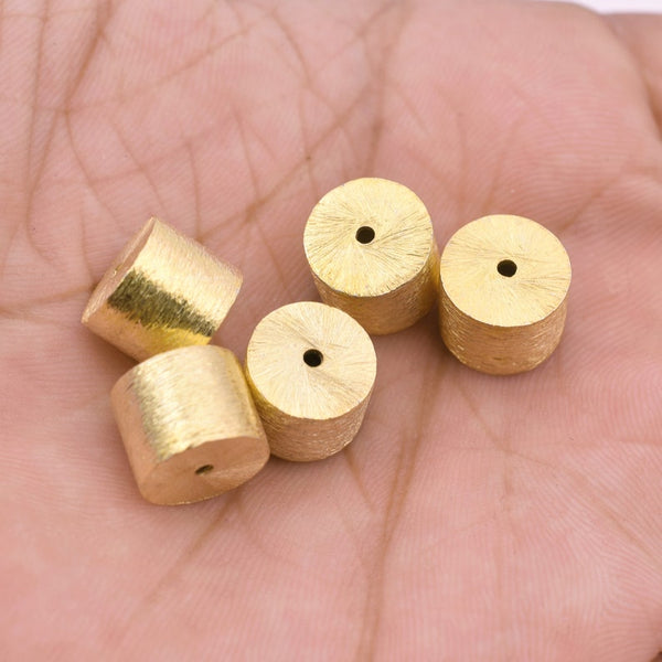 Gold Plated Cylinder Barrel Drum Beads - 8x10mm