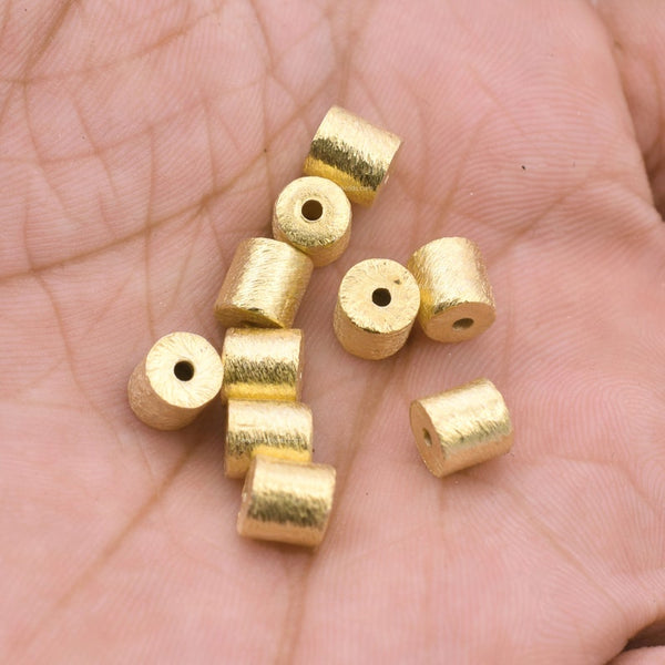 Gold Plated Cylinder Barrel Drum Beads