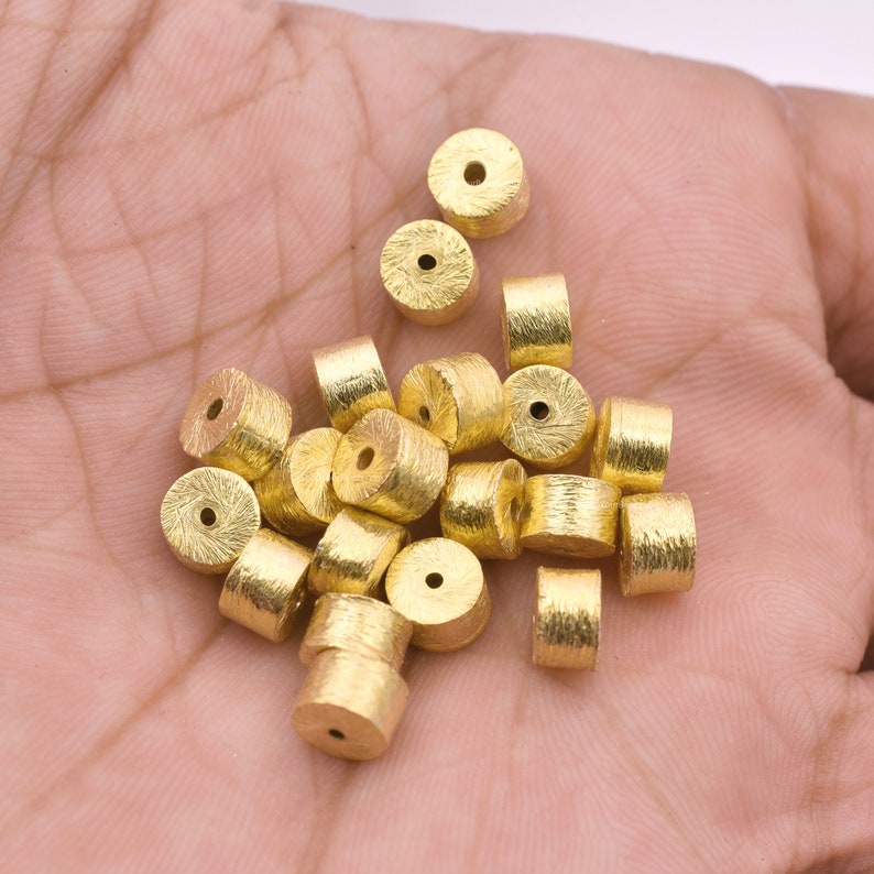 Gold Plated Cylinder Barrel Drum Beads - 4x6mm