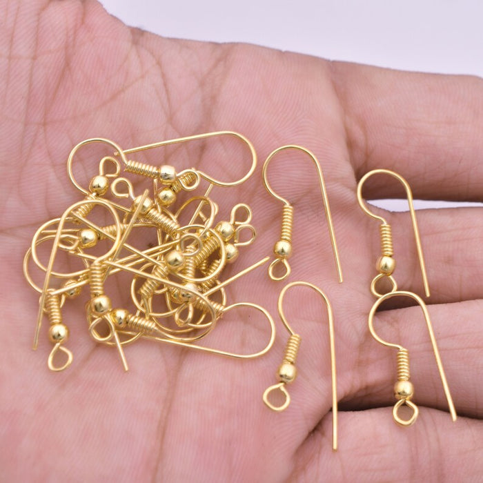 Gold Plated French Ear Wire Fish Hooks 21mm