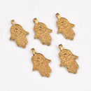 Ethnic Raw Brass Hamsa Hand Charms