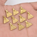 Raw Brass Boho Spiral Triangle Charms