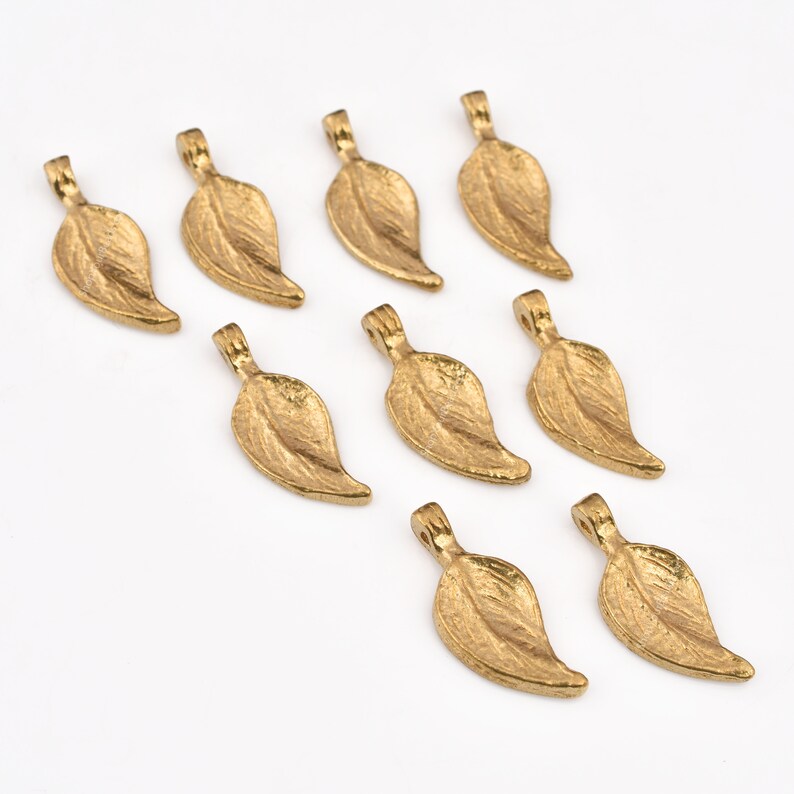 Raw Brass Leaf Nature Charms