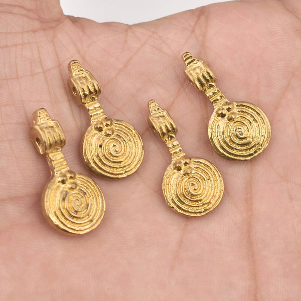 Raw Brass Tribal Ethnic Spiral Boho Charms