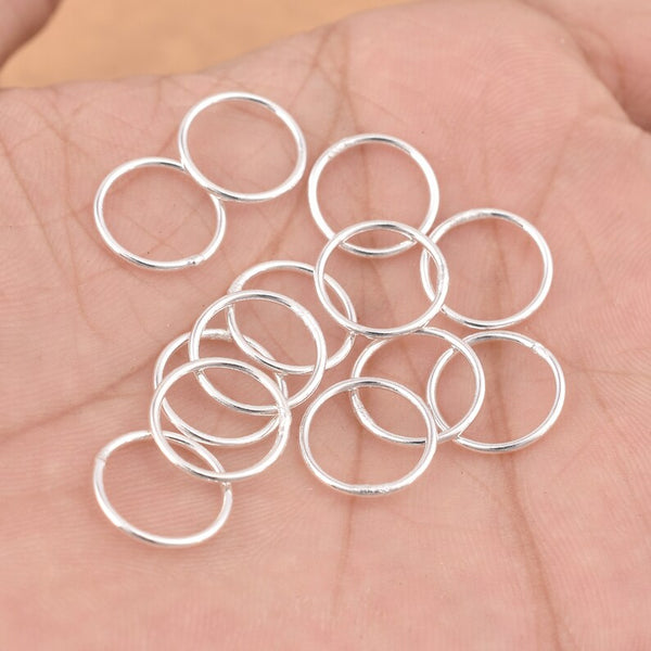 12mm Silver Plated 18 AWG Closed Jump Rings