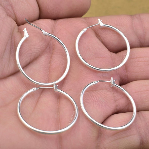 Silver Plated Earring Hoops Hooks - 32mm