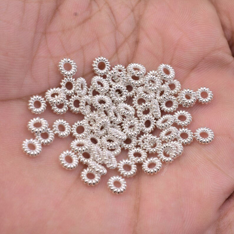 5mm Silver Plated Coil Spacer Spring Beads