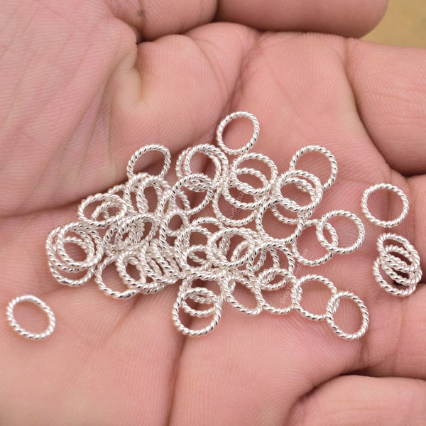 8mm Silver Plated 16 AWG Twisted Wire Closed Jump Rings