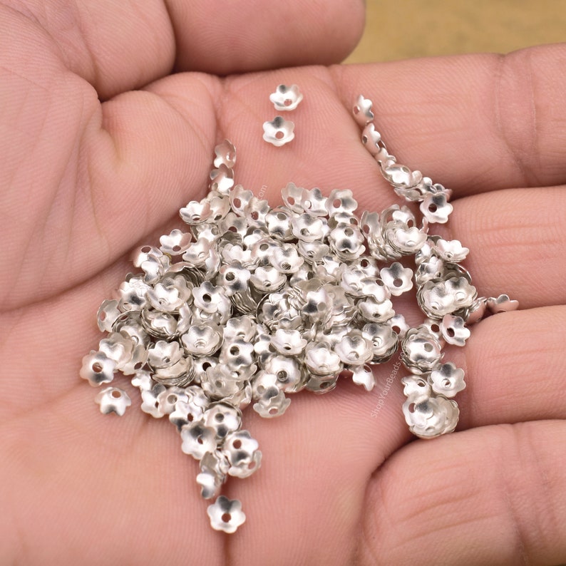 Silver Plated Flower Bead Caps